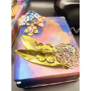 Vintage Stuart Nye Hand Wrought Brass Dogwood Brooch Old Store Stock Made In NC